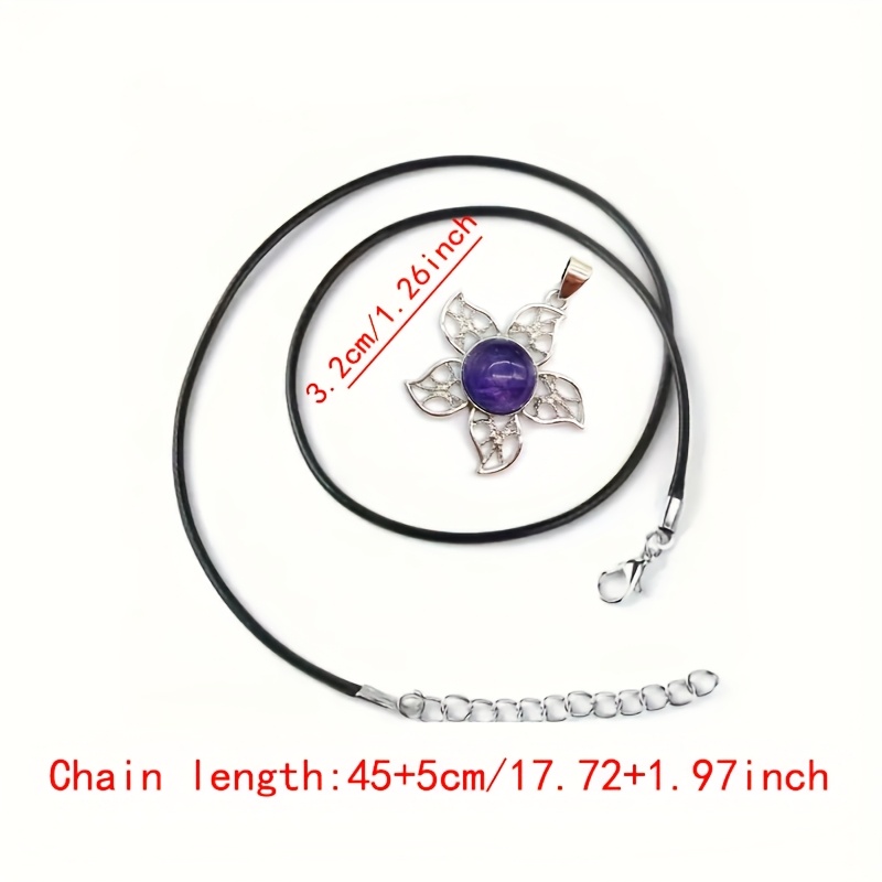 Set of 4 Natural Stone Five-Petal Flower Pendants